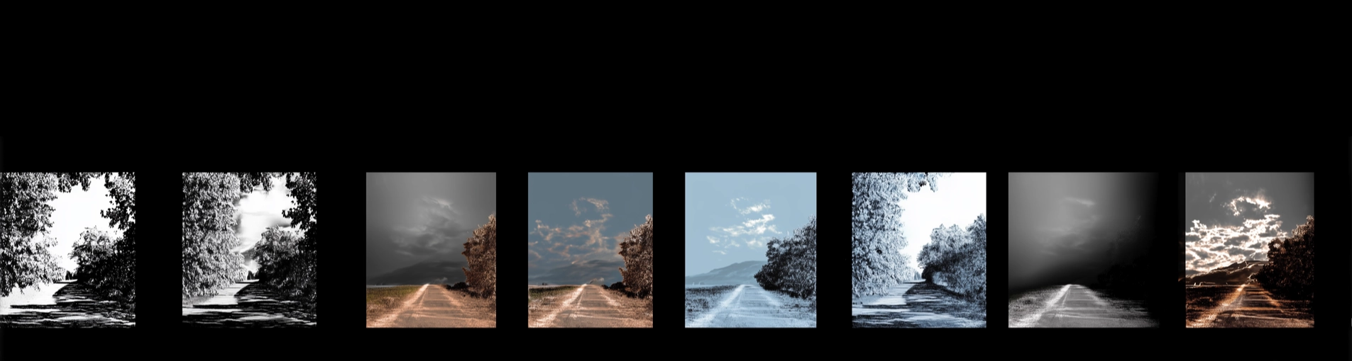 A series of photographs of Country Roads
